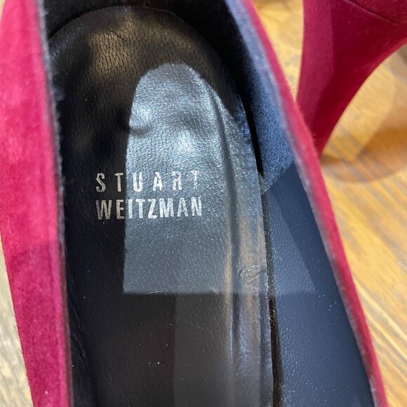 Stuart Weitzman Red Suede Platform Heels Size 9.5 - Picture 5 of 8